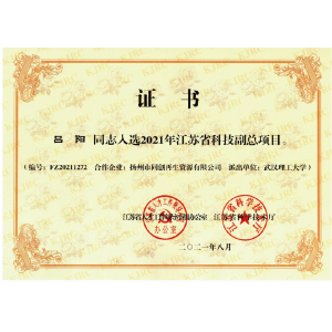 入选2021年江苏省科技副总项目
