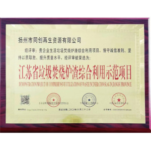 江苏省垃圾焚烧炉渣综合利用示范项目